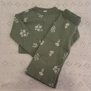 Sage Green Floral Knit Loungewear Set